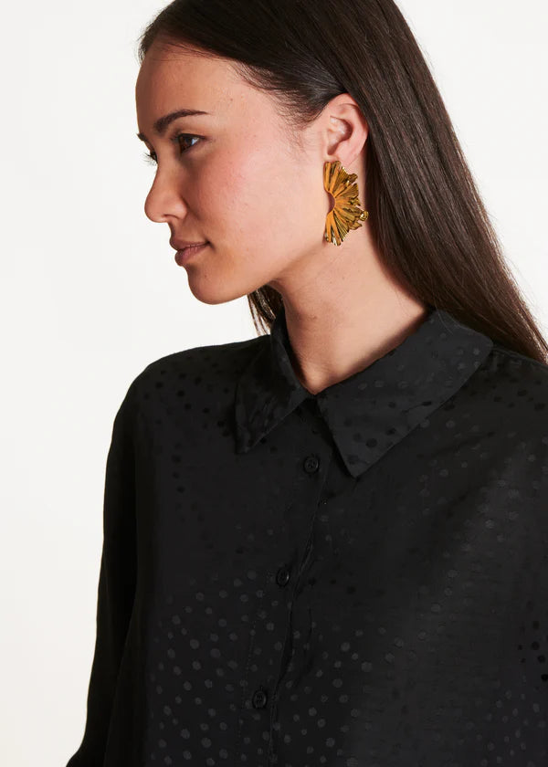 LA FEE MARABOUTEE LONG SLEEVED BLACK BLOUSE