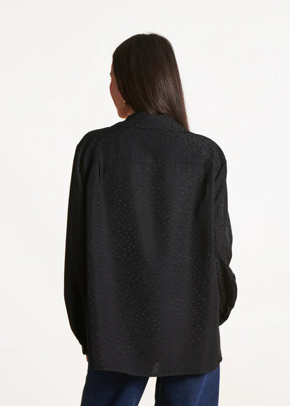 LA FEE MARABOUTEE LONG SLEEVED BLACK BLOUSE