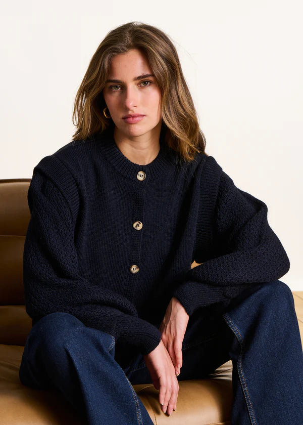 LA FEE MARABOUTEE NAVY BLUE CARDIGAN