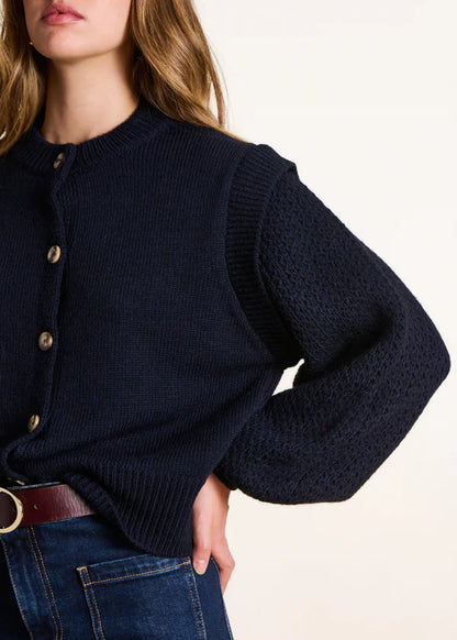 LA FEE MARABOUTEE NAVY BLUE CARDIGAN