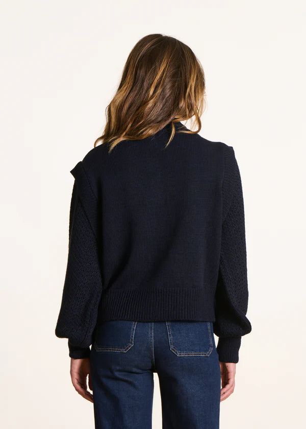 LA FEE MARABOUTEE NAVY BLUE CARDIGAN