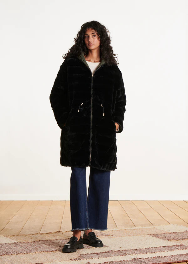 LA FEE MARABOUTEE LONG REVERSIBLE KHAKI PADDED COAT