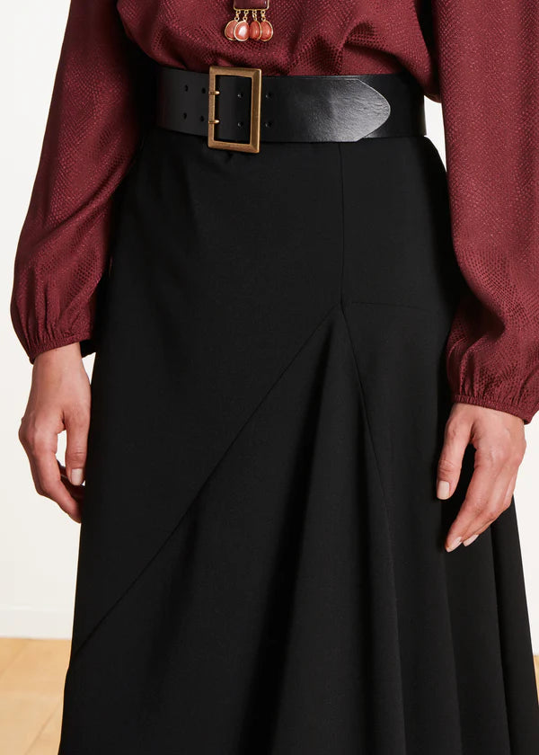 LA FEE MARABOUTEE BLACK ASYMMETRICAL MID LENGTH SKIRT