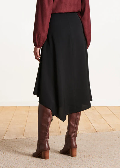 LA FEE MARABOUTEE BLACK ASYMMETRICAL MID LENGTH SKIRT