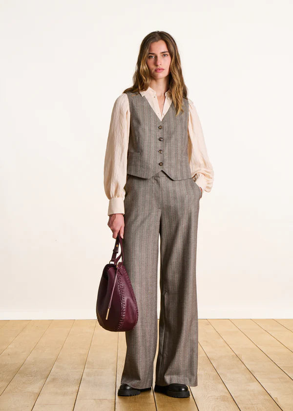 LA FEE MARABOUTEE STRIPED GREY TROUSERS