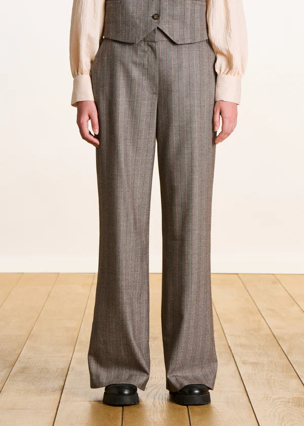 LA FEE MARABOUTEE STRIPED GREY TROUSERS