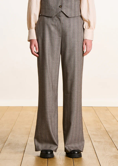 LA FEE MARABOUTEE STRIPED GREY TROUSERS
