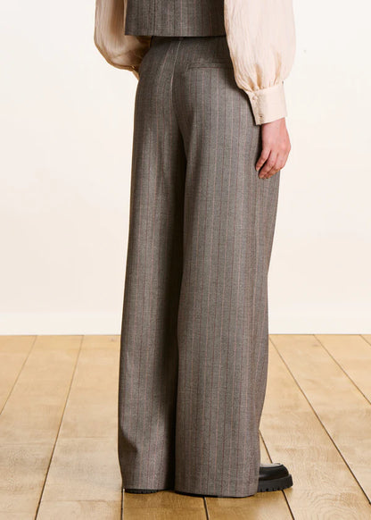 LA FEE MARABOUTEE STRIPED GREY TROUSERS