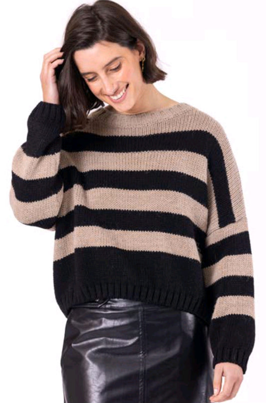 O'MER Striped beige knit