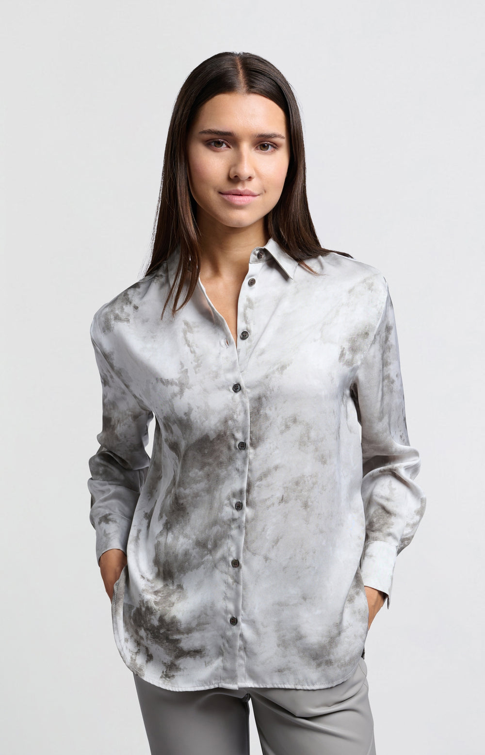 YAYA Grey blouse with abstract print