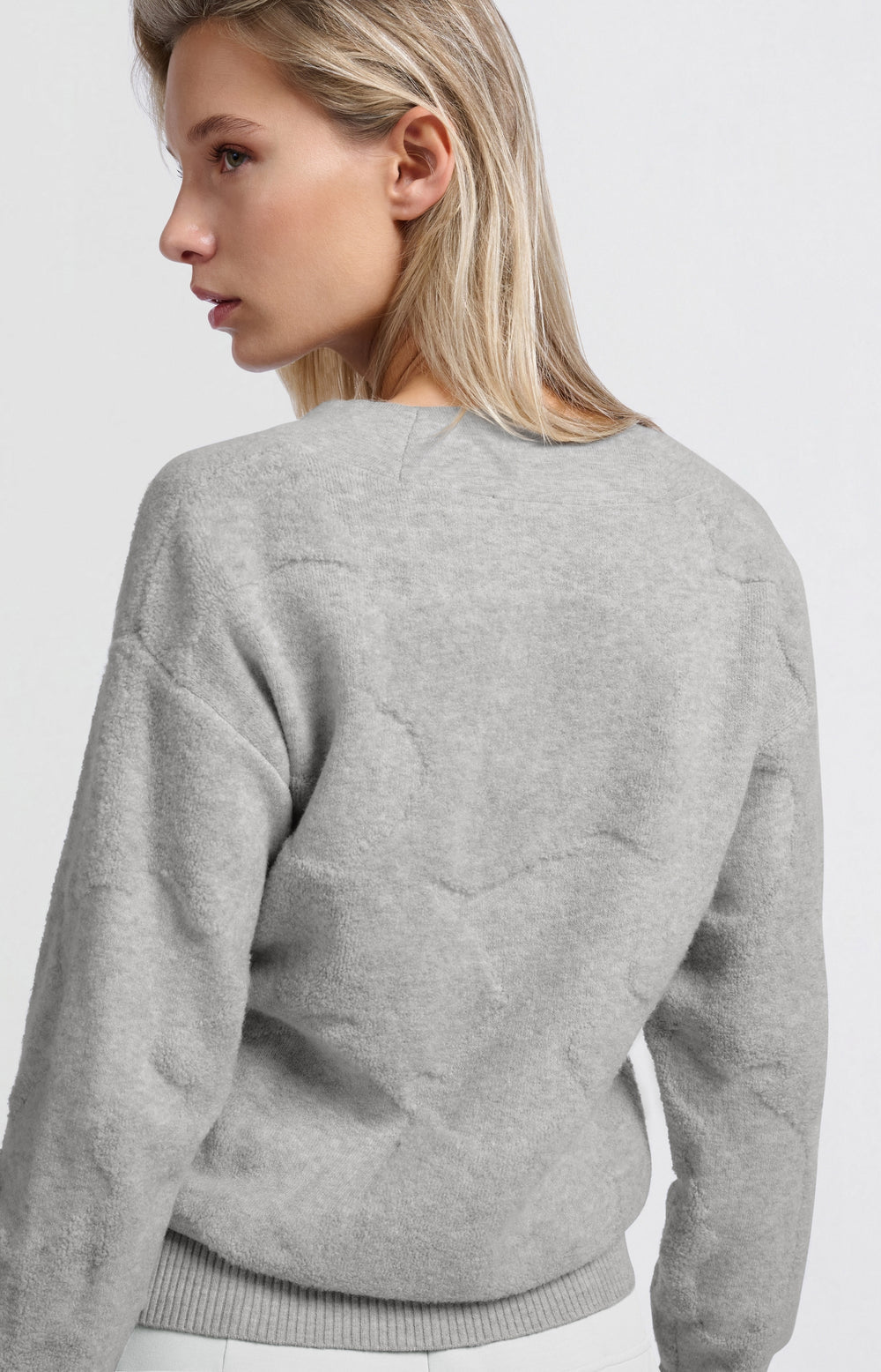 YAYA sweater with v-neck and textured pattern
