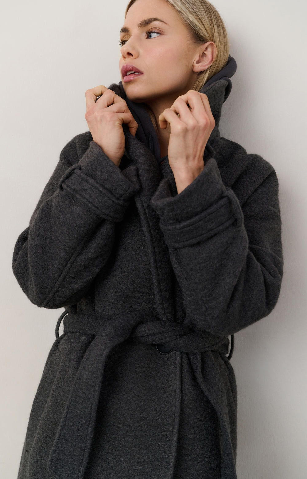 YAYA Long buc coat anthracite