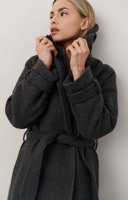 YAYA Long buc coat anthracite