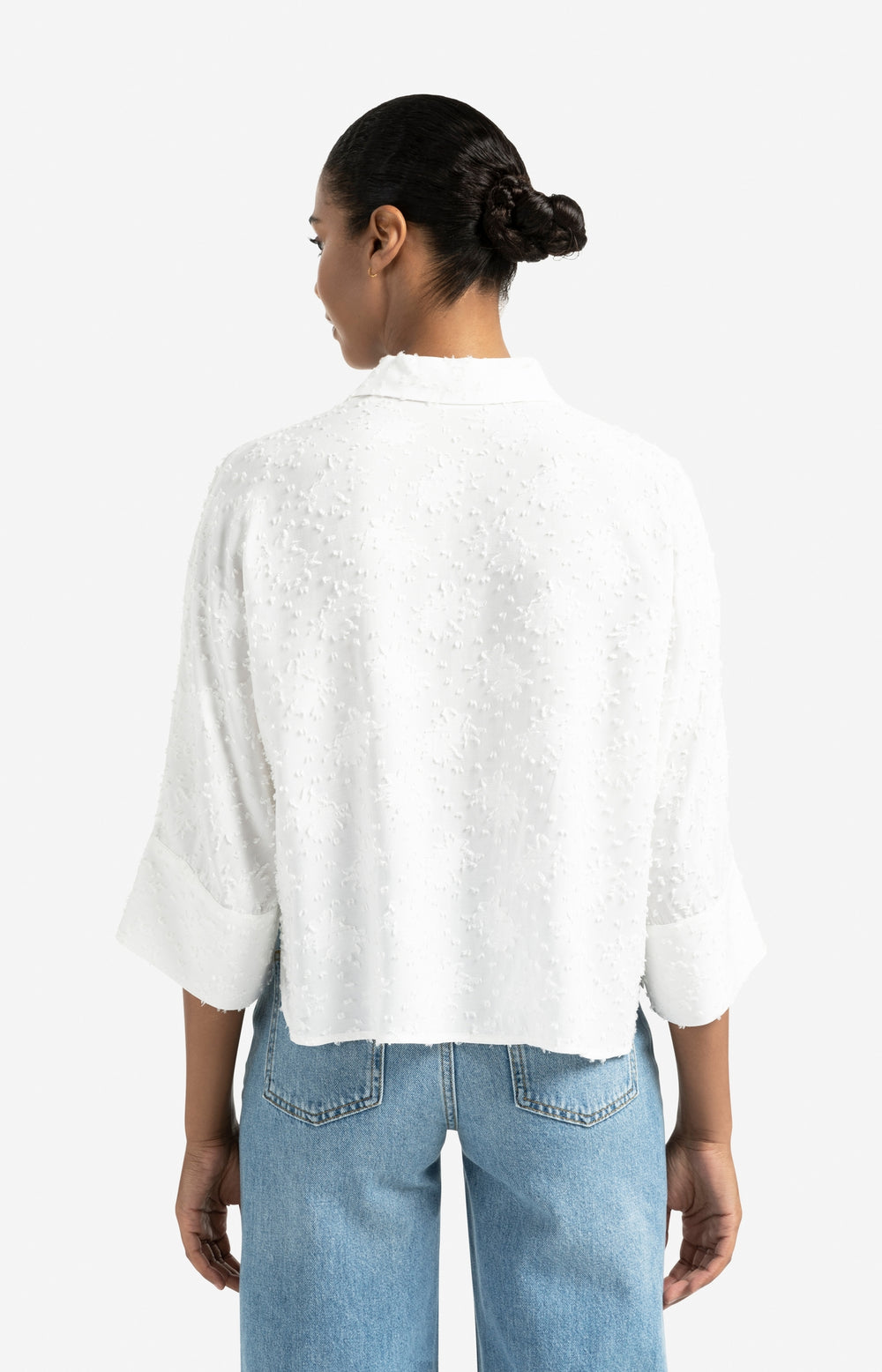 YAYA cropped airy blouse