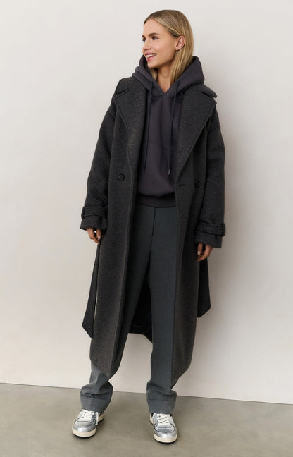 YAYA Long buc coat anthracite