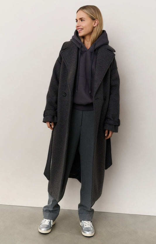 YAYA Long buc coat anthracite