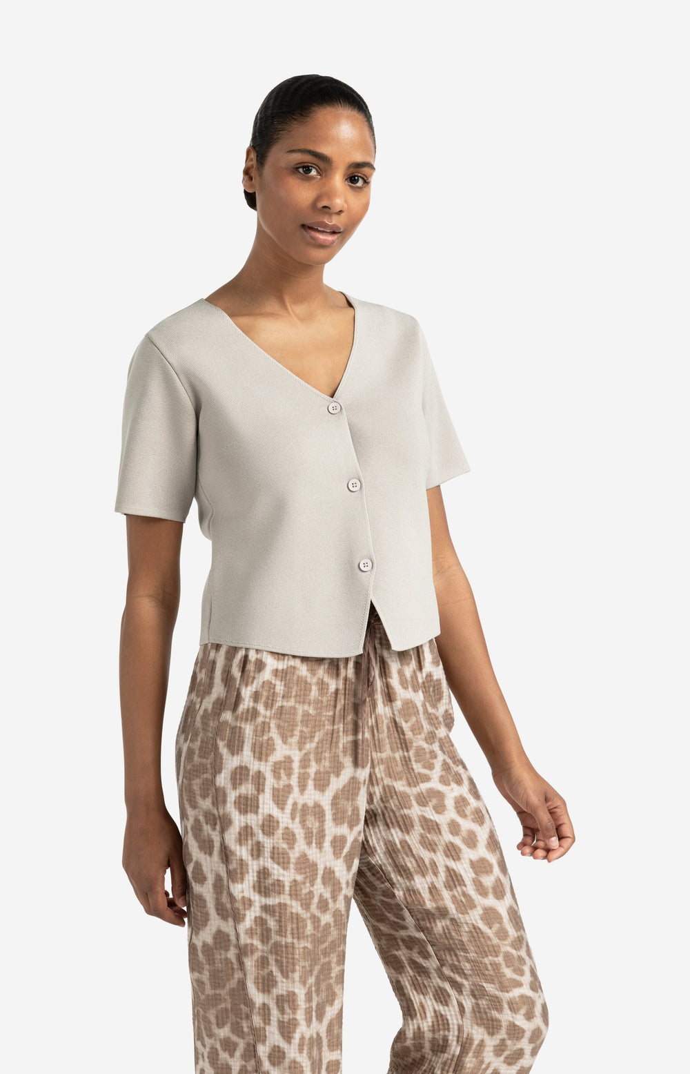 YAYA knitted top with short sleeves