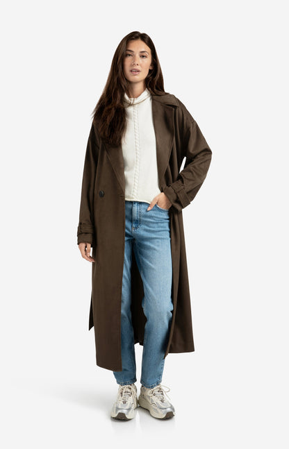 YAYA Brown suedine coat with belt