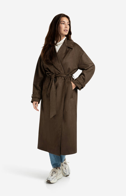 YAYA Brown suedine coat with belt
