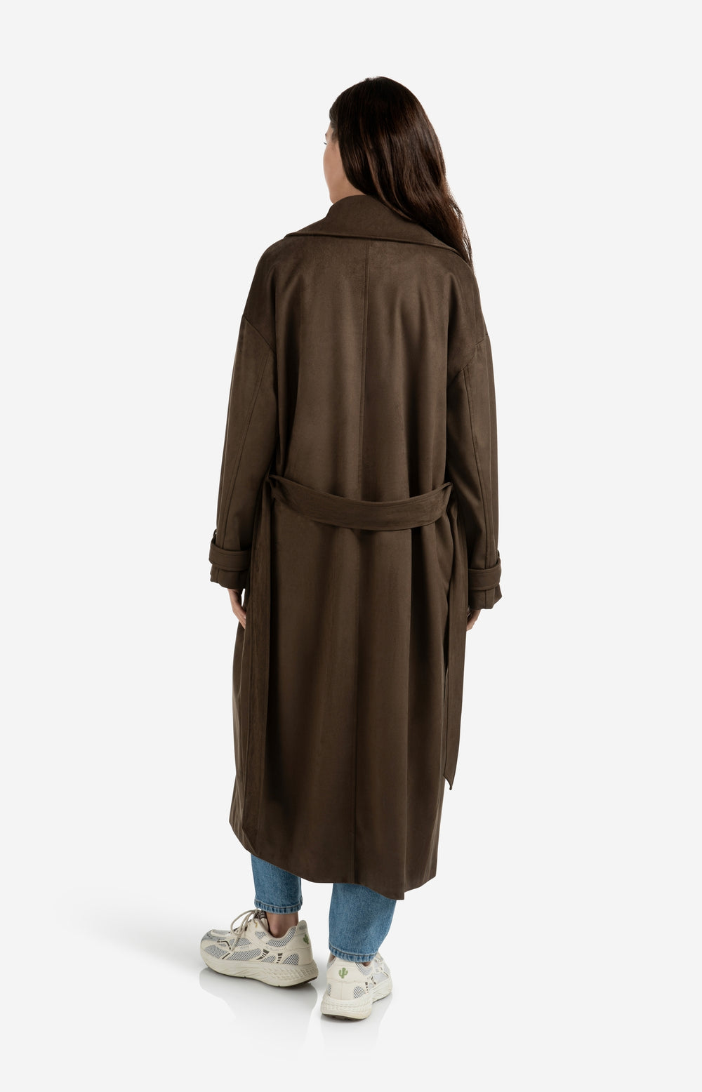 YAYA Brown suedine coat with belt