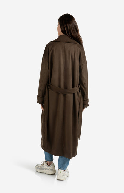 YAYA Brown suedine coat with belt