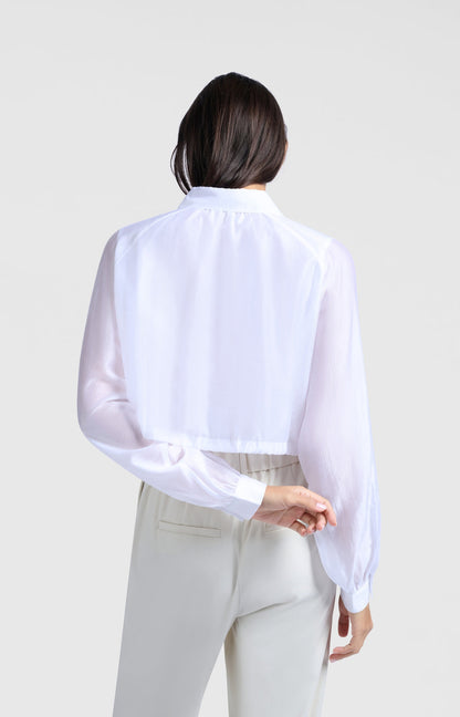 YAYA subtle shiny blouse with double layer