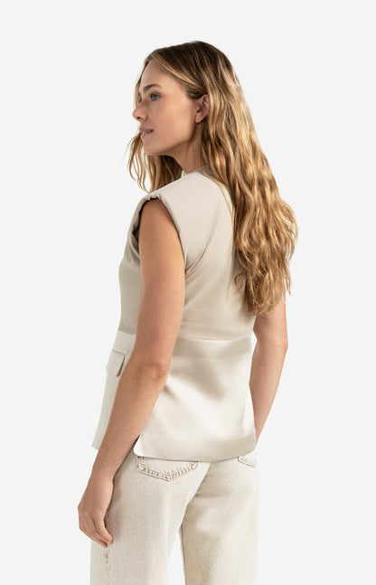 YAYA sleeveless blazer with satin details