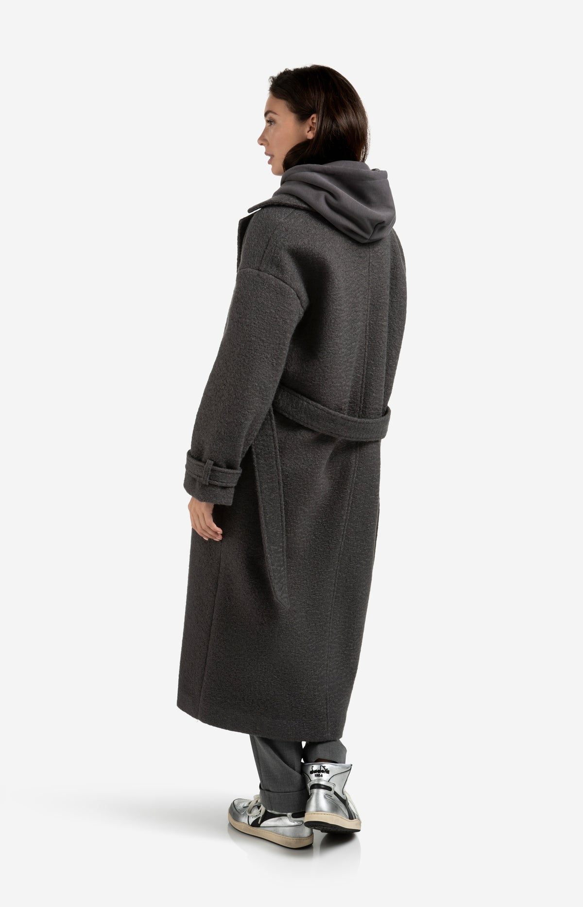 YAYA Long buc coat anthracite