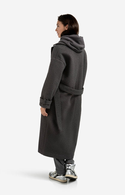 YAYA Long buc coat anthracite