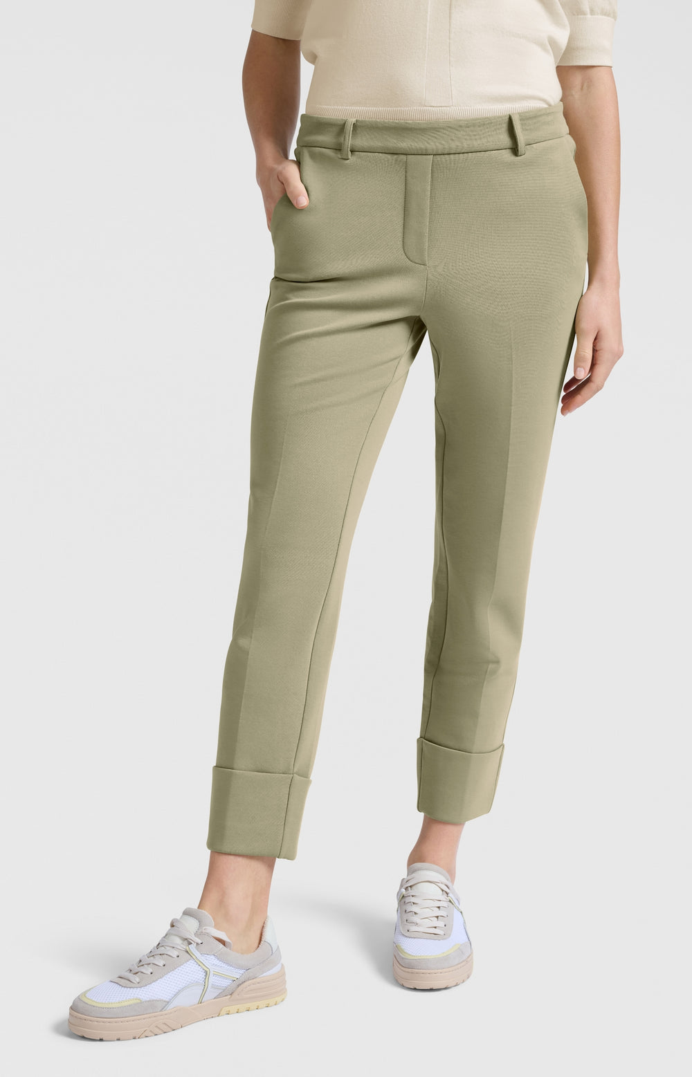 YAYA Jersey trousers with fixed hem