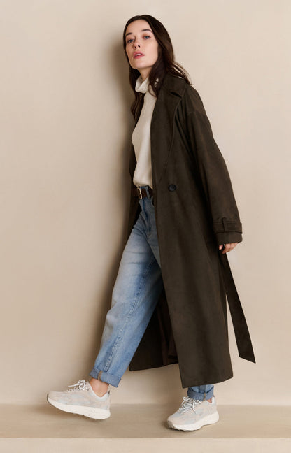 YAYA Brown suedine coat with belt