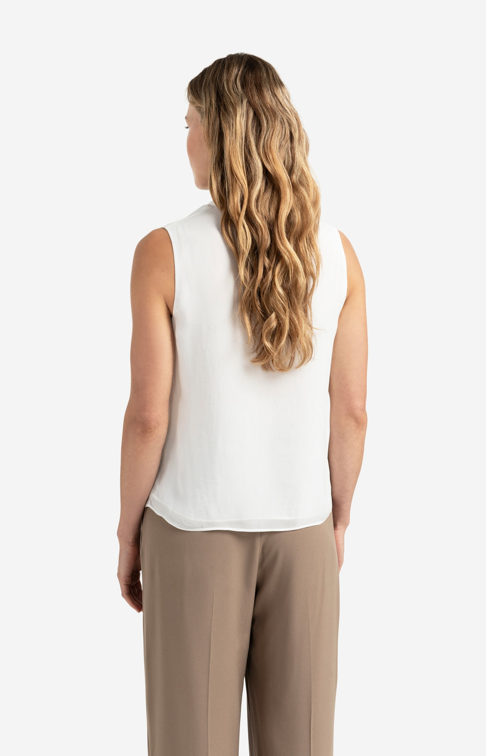 YAYA sleeveless top with ruffled collar