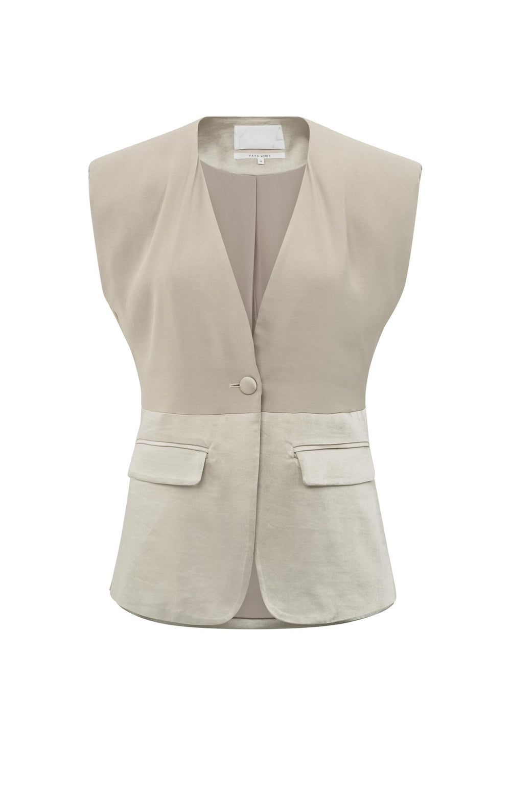 YAYA sleeveless blazer with satin details