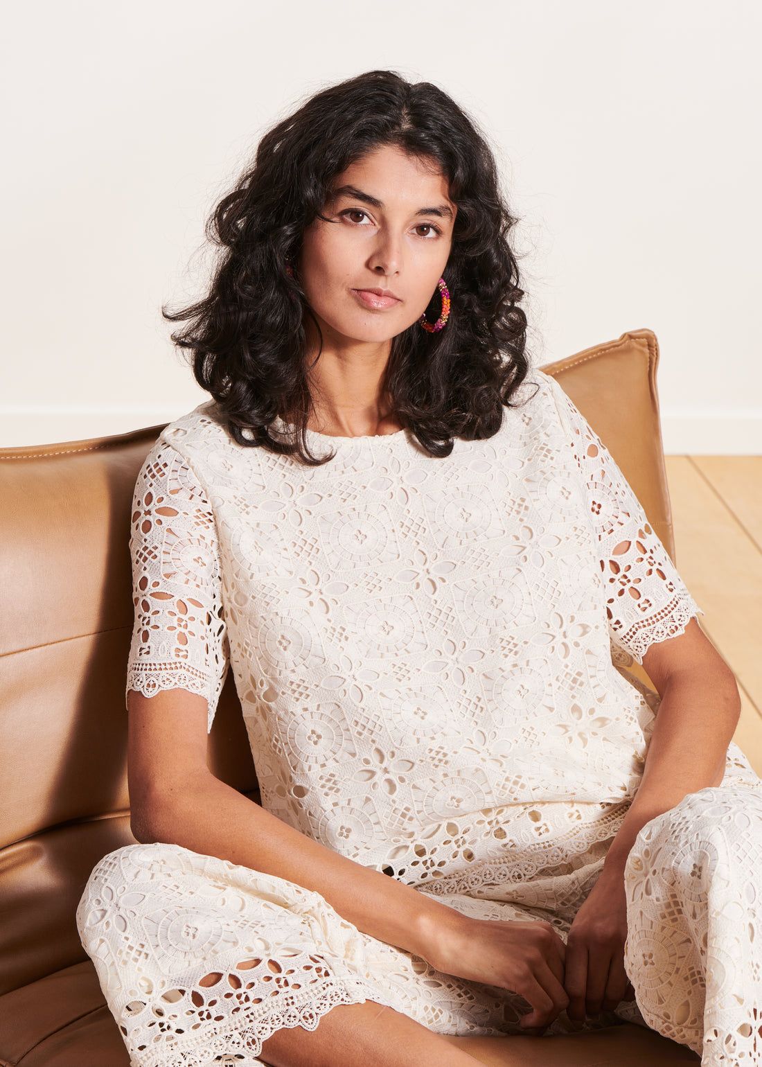 La Fée Maraboutee short sleeve lace top