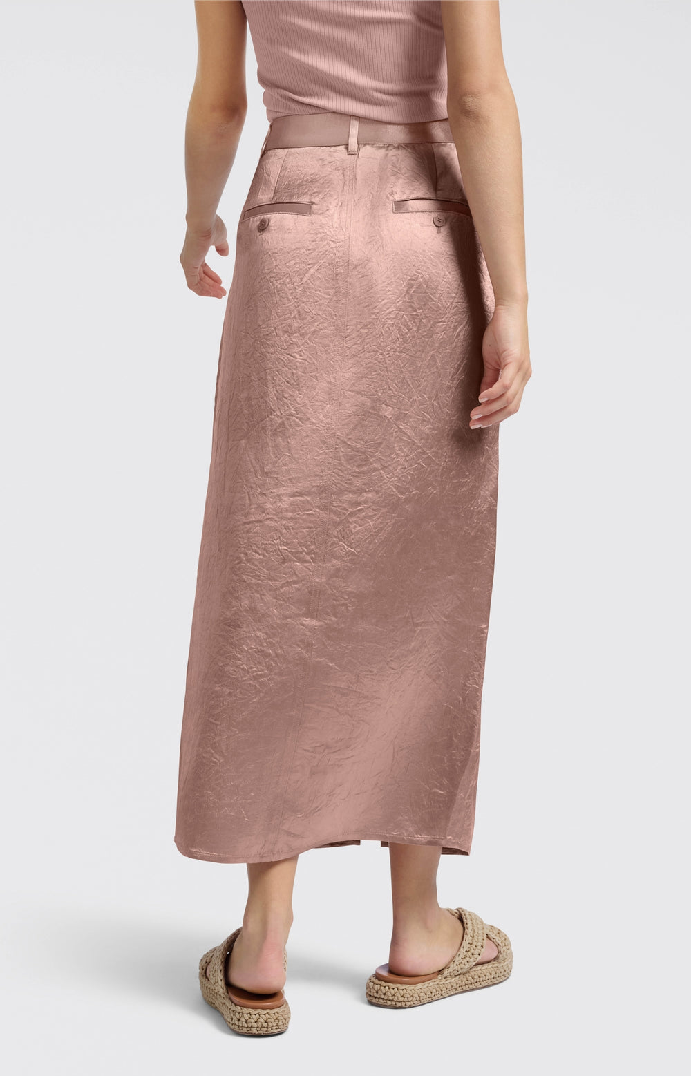 Yaya midi satin skirt with slit