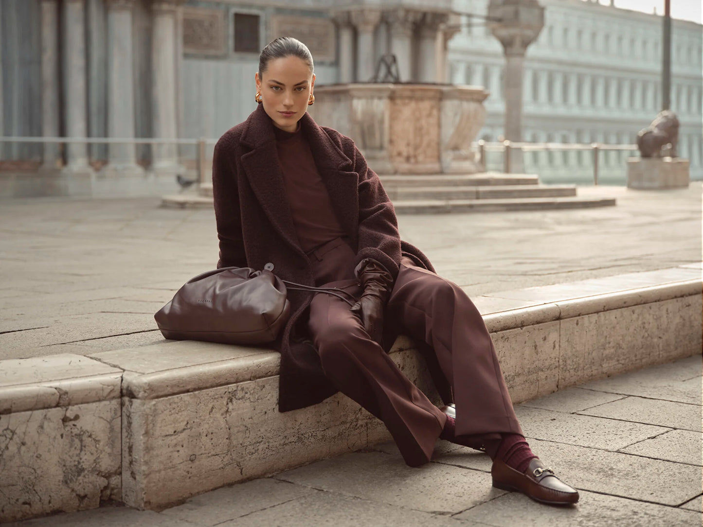 BUGATTI RUST WOOL COAT