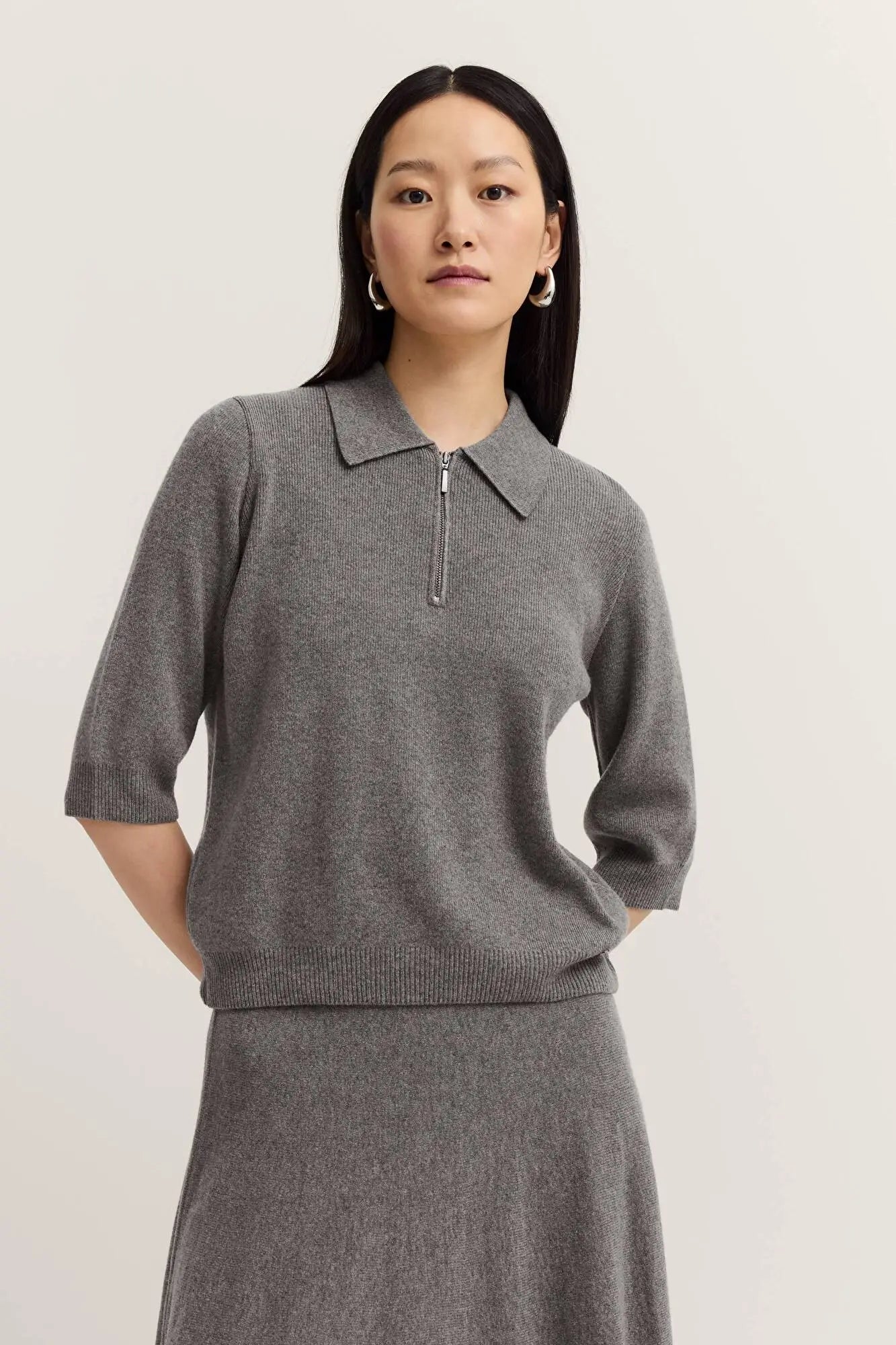 BUGATTI GREY KNIT WITH SHORT SLEEVES